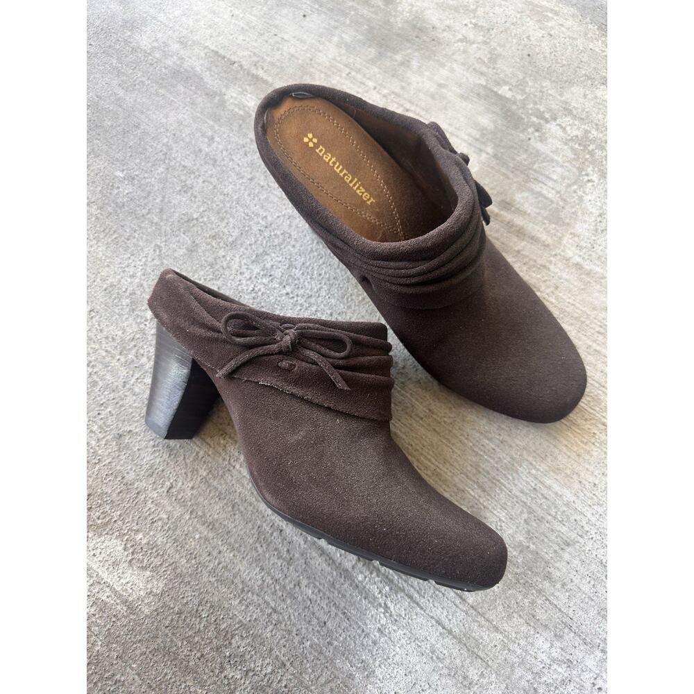 Naturalizer Comfort Bow Brown Leather Shoes Size 8.5 wedge heel